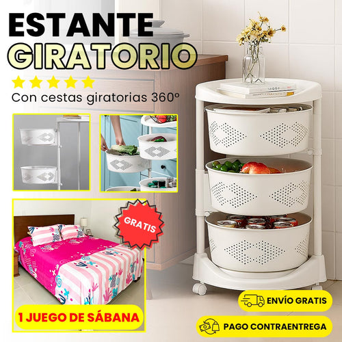 🔥ESTANTE GIRATORIO + JUEGO DE SÁBANAS + ENVÍO GRATIS 🔥